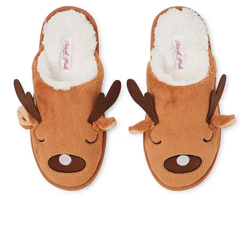 Unisex Adult Slip-on Reindeer Slipper NWT
